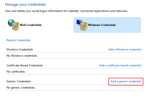 Credential Manager Windows Credentials